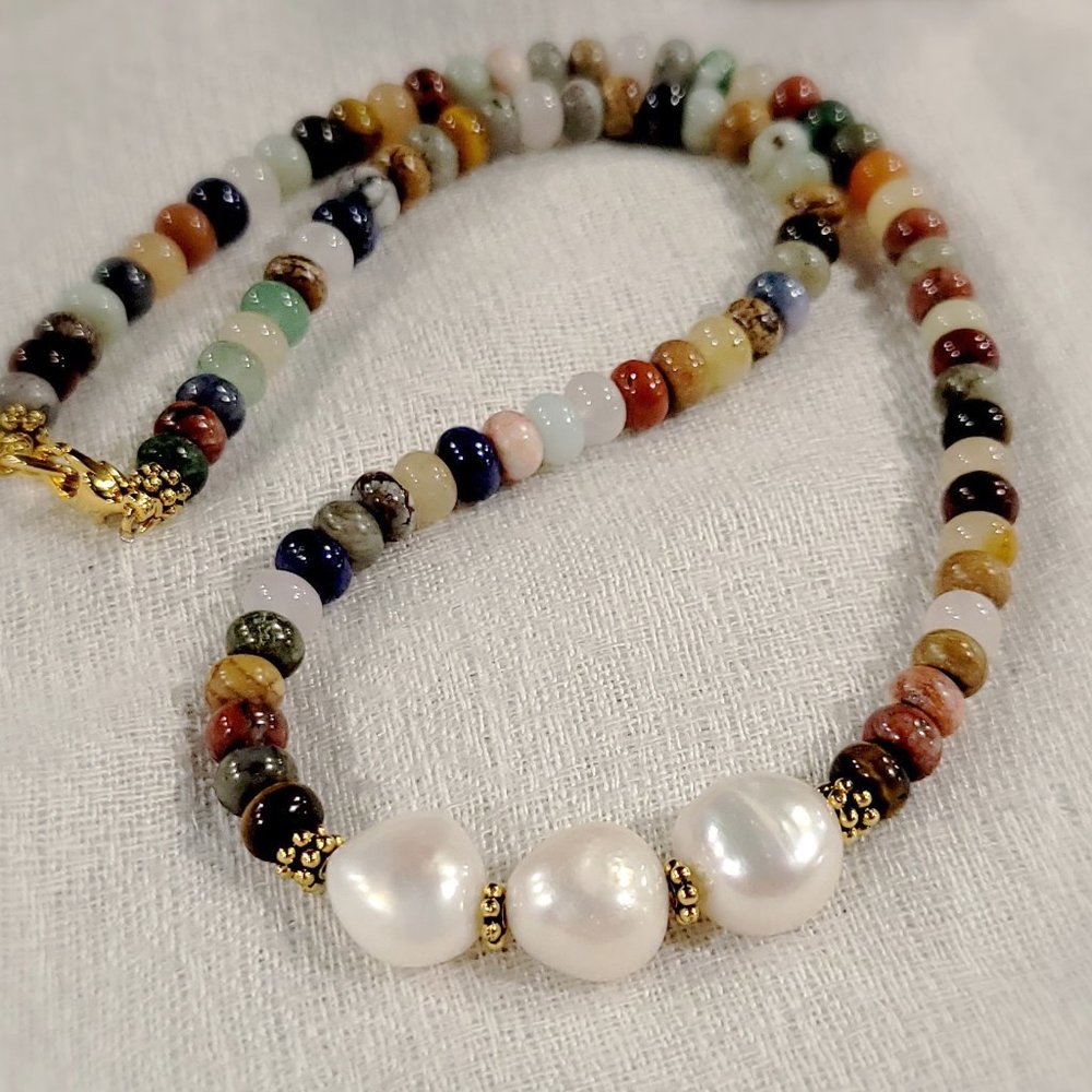 Faceted Multi-stone Mix with Baroque Pearls